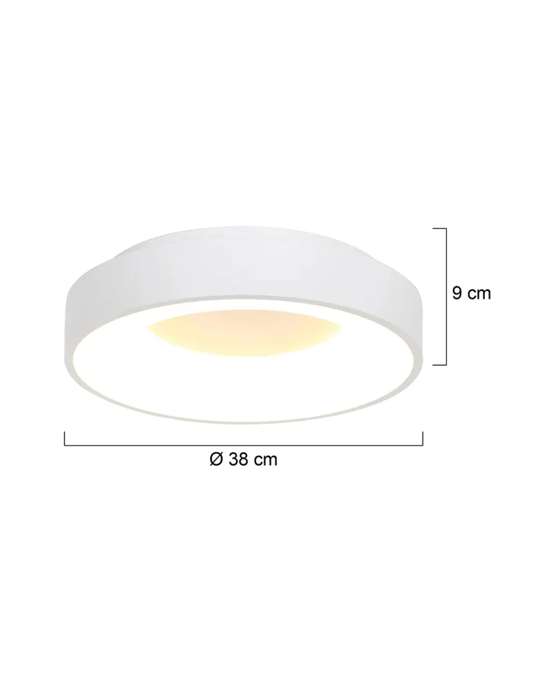 Ringlede LED-Deckenleuchte mit rundem Schirm in Weiß, Ansicht 13