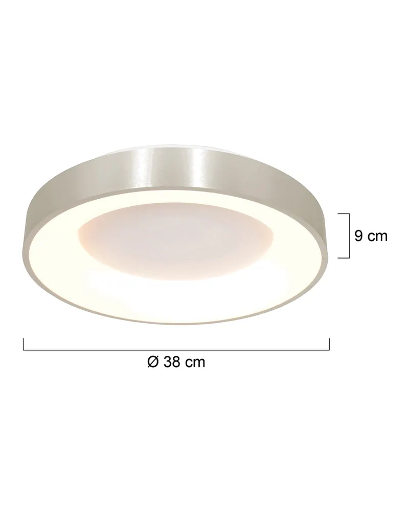 Ringlede LED-Deckenleuchte mit rundem Schirm in Weiß, Silber, Ansicht 10