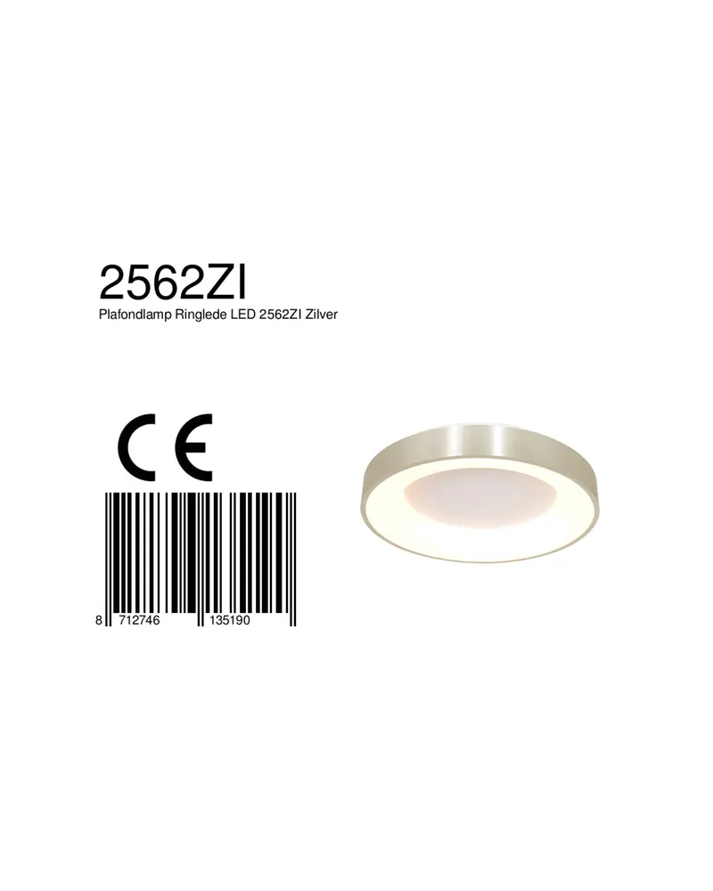 Ringlede LED-Deckenleuchte mit rundem Schirm in Weiß, Silber, Ansicht 11