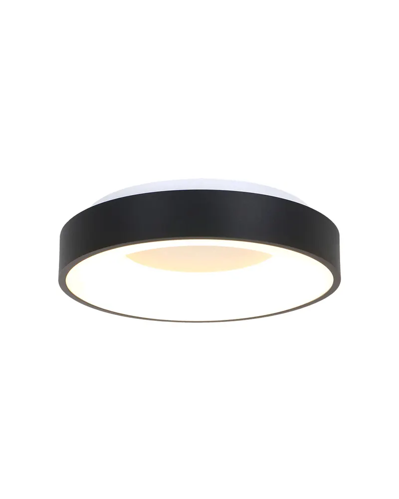 Ringlede LED-Deckenleuchte mit rundem Schirm in Weiß, Schwarz, Ansicht 1