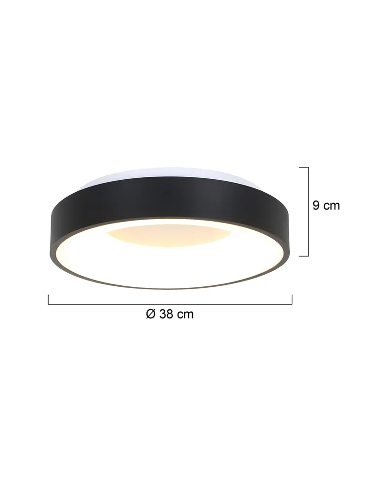 Ringlede LED-Deckenleuchte mit rundem Schirm in Weiß, Schwarz, Ansicht 3