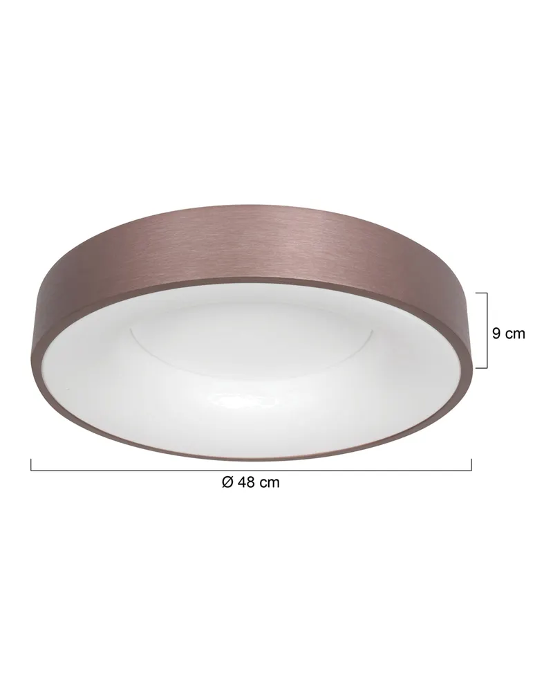 Ringlede LED-Deckenleuchte mit großem Rundschirm in Bronze, Weiß, Ansicht 3