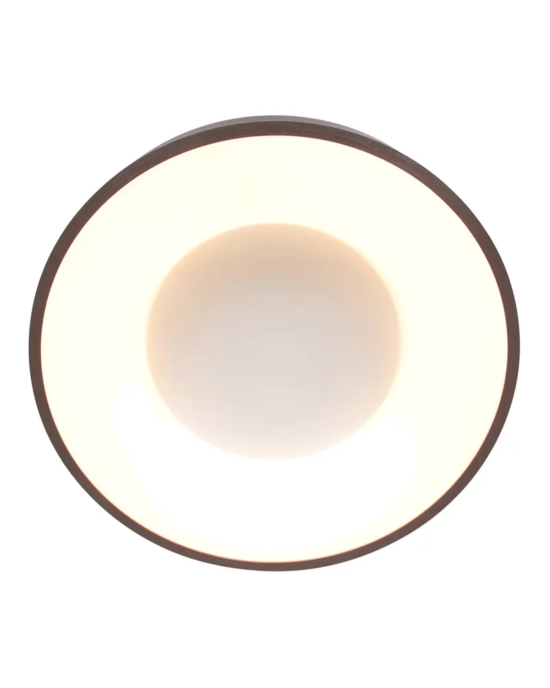 Ringlede LED-Deckenleuchte mit großem Rundschirm in Bronze, Weiß, Ansicht 7