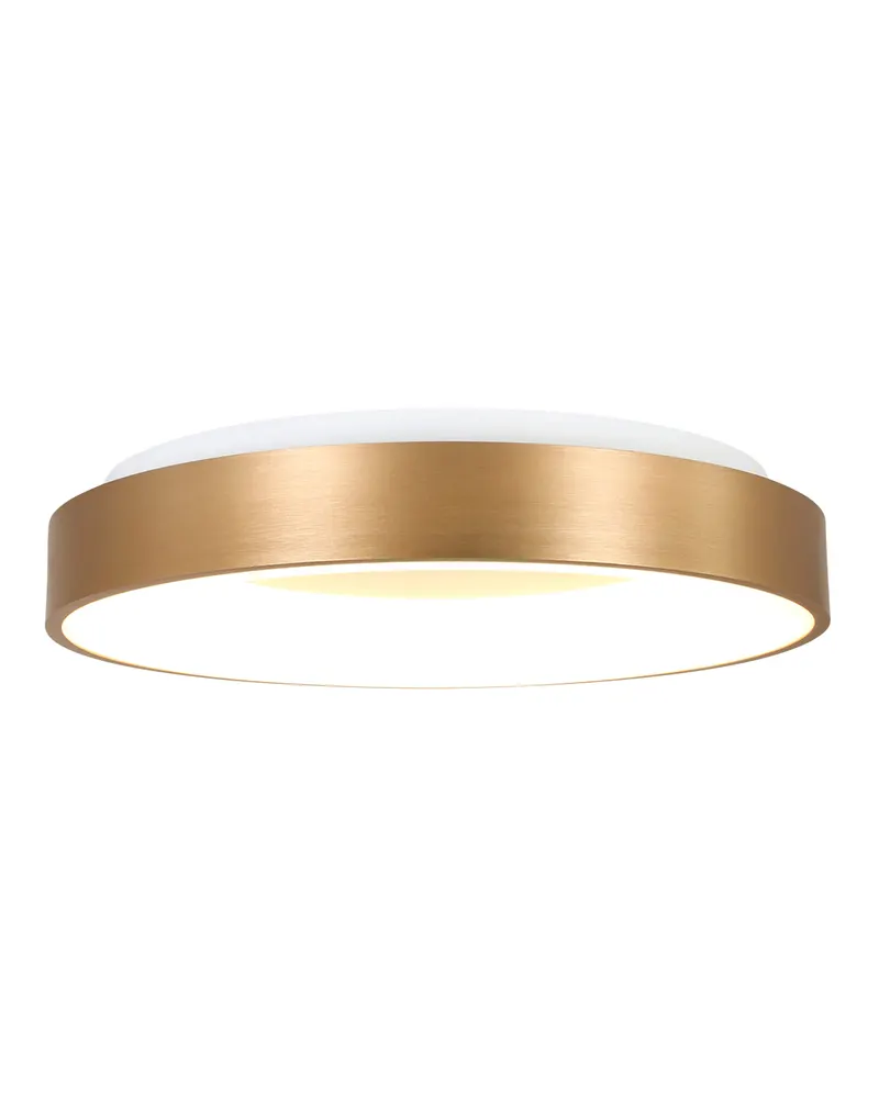 Ringlede LED-Deckenleuchte mit großem Rundschirm, Gold, Weiß