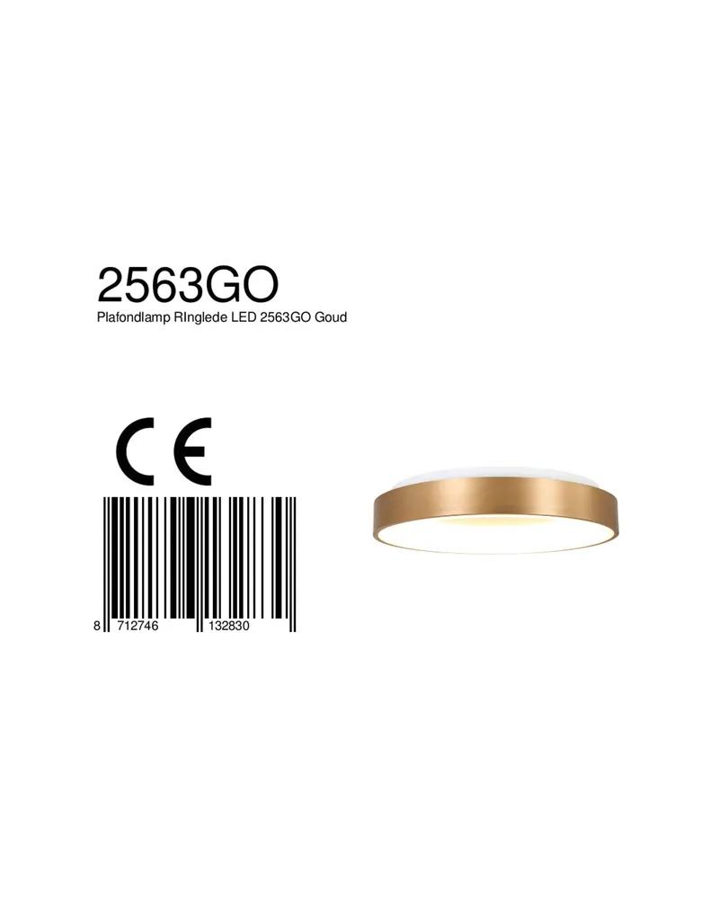 Ringlede LED-Deckenleuchte mit großem Rundschirm in Gold, Weiß, Ansicht 13