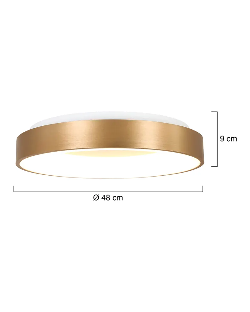 Ringlede LED-Deckenleuchte mit großem Rundschirm in Gold, Weiß, Ansicht 3