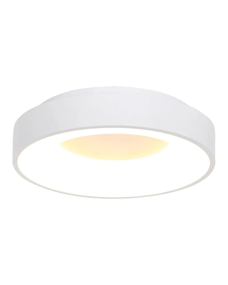Ringlede LED-Deckenleuchte mit großem Rundschirm in Weiß, Ansicht 16