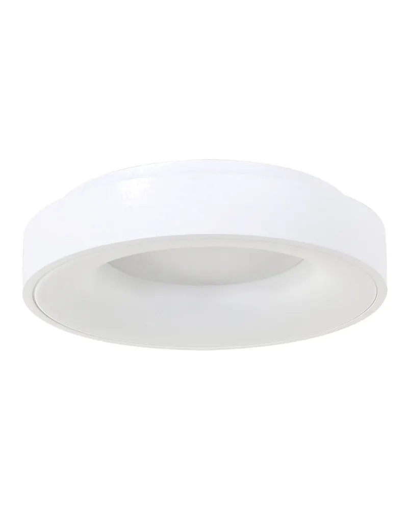 Ringlede LED-Deckenleuchte mit großem Rundschirm in Weiß, Ansicht 3