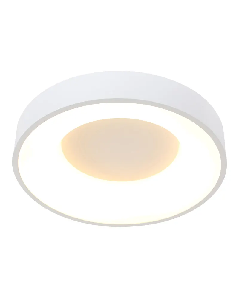 Ringlede LED-Deckenleuchte mit großem Rundschirm in Weiß, Ansicht 7