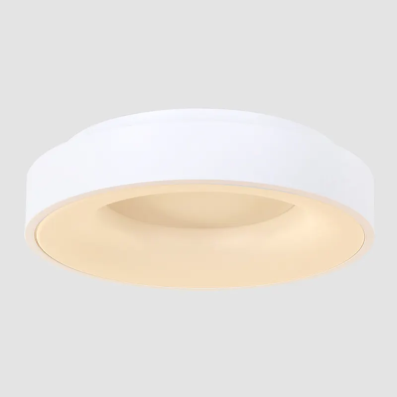 Ringlede LED-Deckenleuchte mit großem Rundschirm in Weiß, Ansicht 8