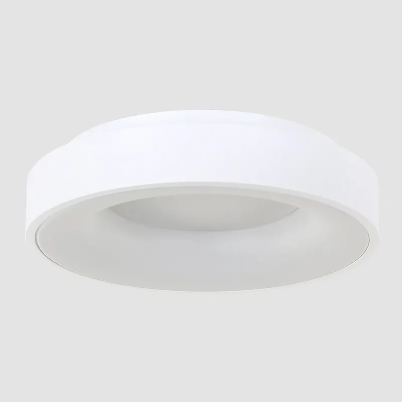 Ringlede LED-Deckenleuchte mit großem Rundschirm in Weiß, Ansicht 9