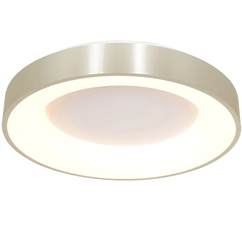 Ringlede LED-Deckenleuchte mit großem Rundschirm in Silber, Ansicht 1