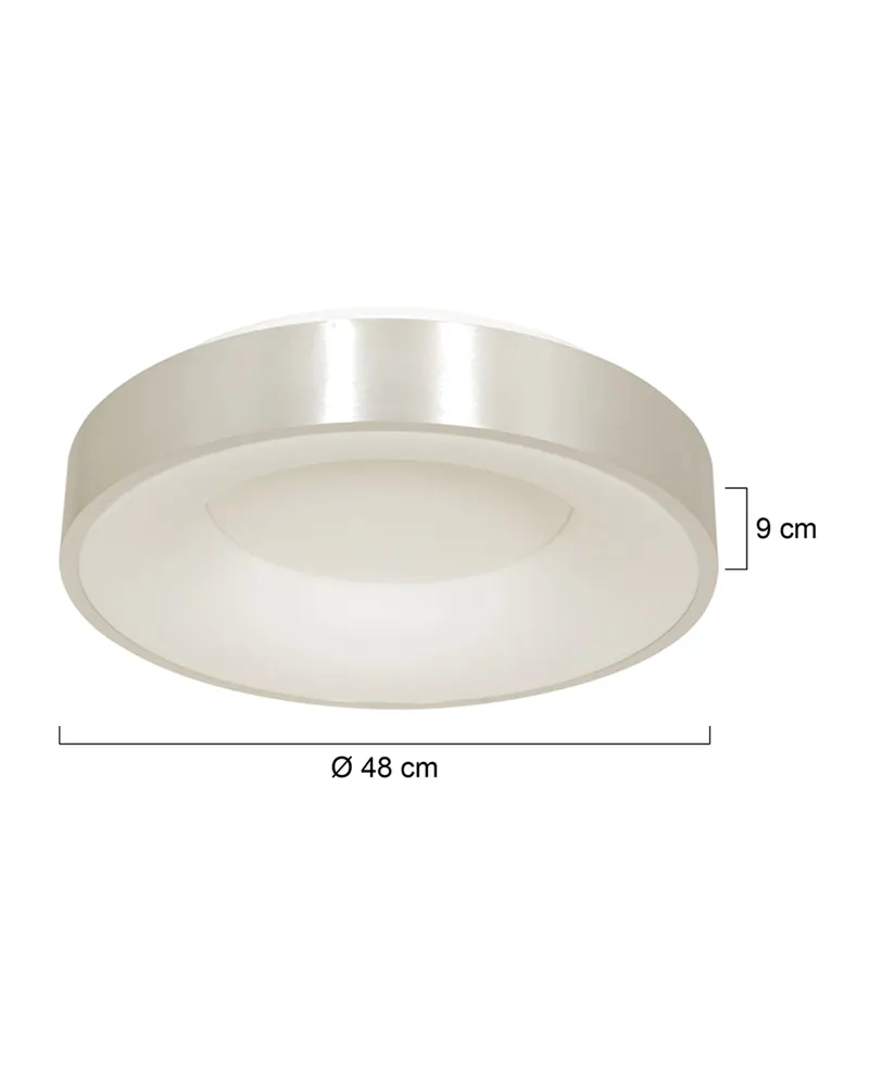 Ringlede LED-Deckenleuchte mit großem Rundschirm in Silber, Ansicht 10