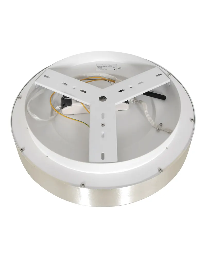 Ringlede LED-Deckenleuchte mit großem Rundschirm in Silber, Ansicht 5