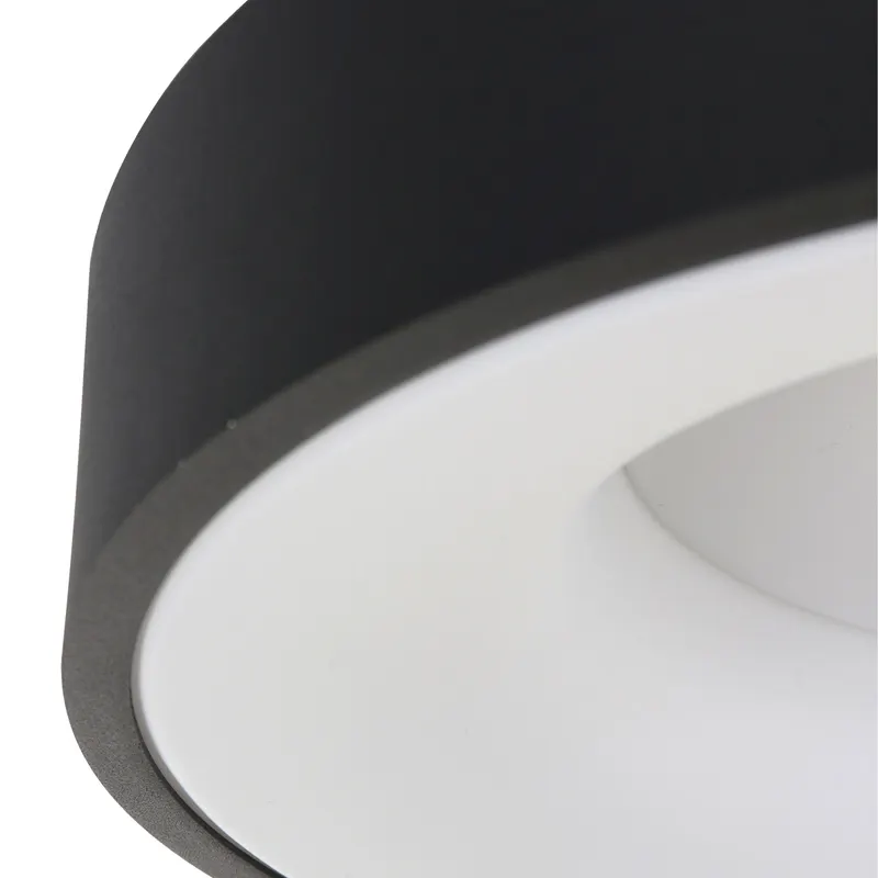 Ringlede LED-Deckenleuchte mit großem Rundschirm in Weiß, Schwarz, Ansicht 14