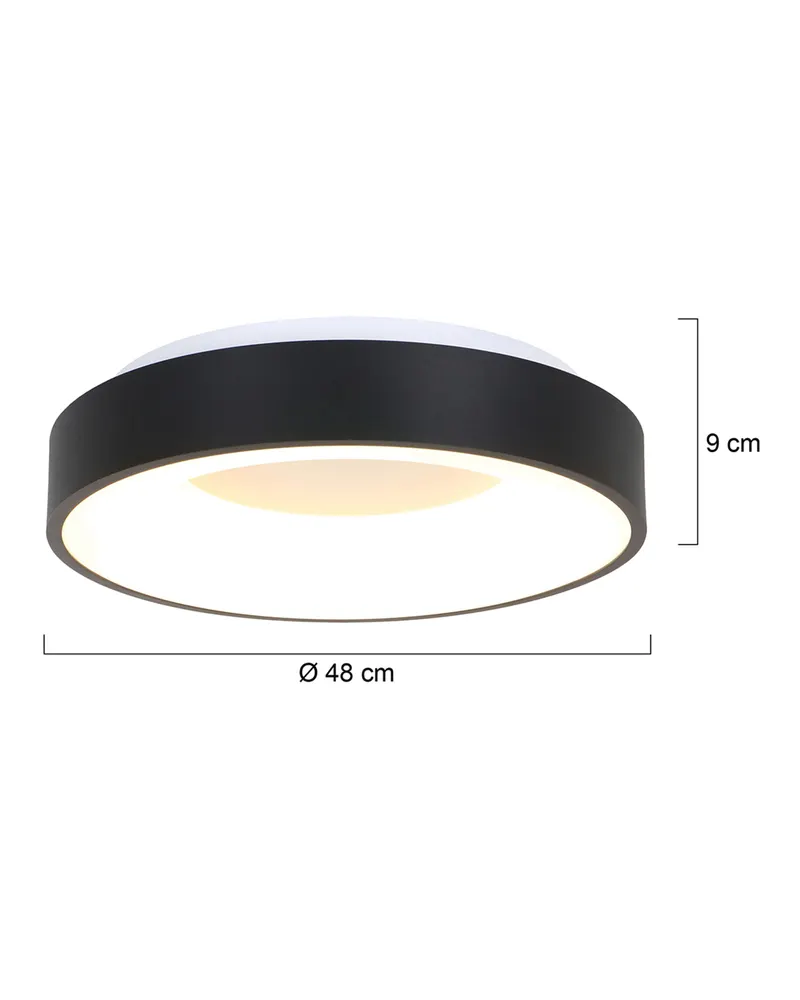 Ringlede LED-Deckenleuchte mit großem Rundschirm in Weiß, Schwarz, Ansicht 16