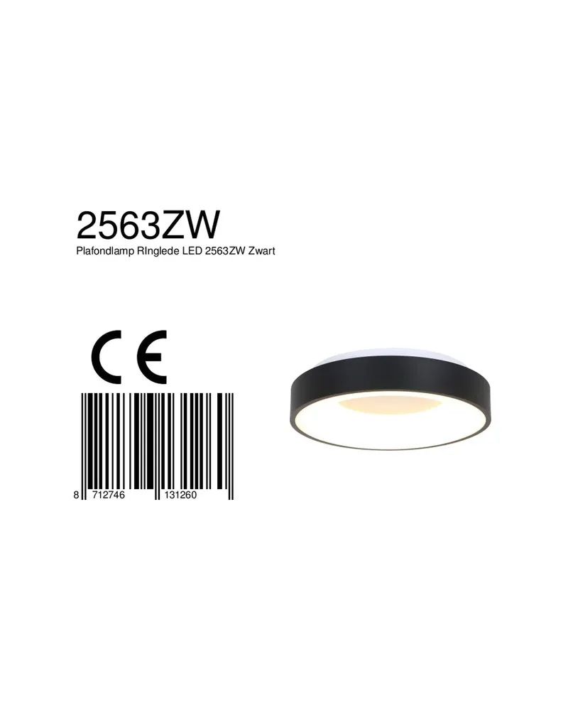 Ringlede LED-Deckenleuchte mit großem Rundschirm in Weiß, Schwarz, Ansicht 17