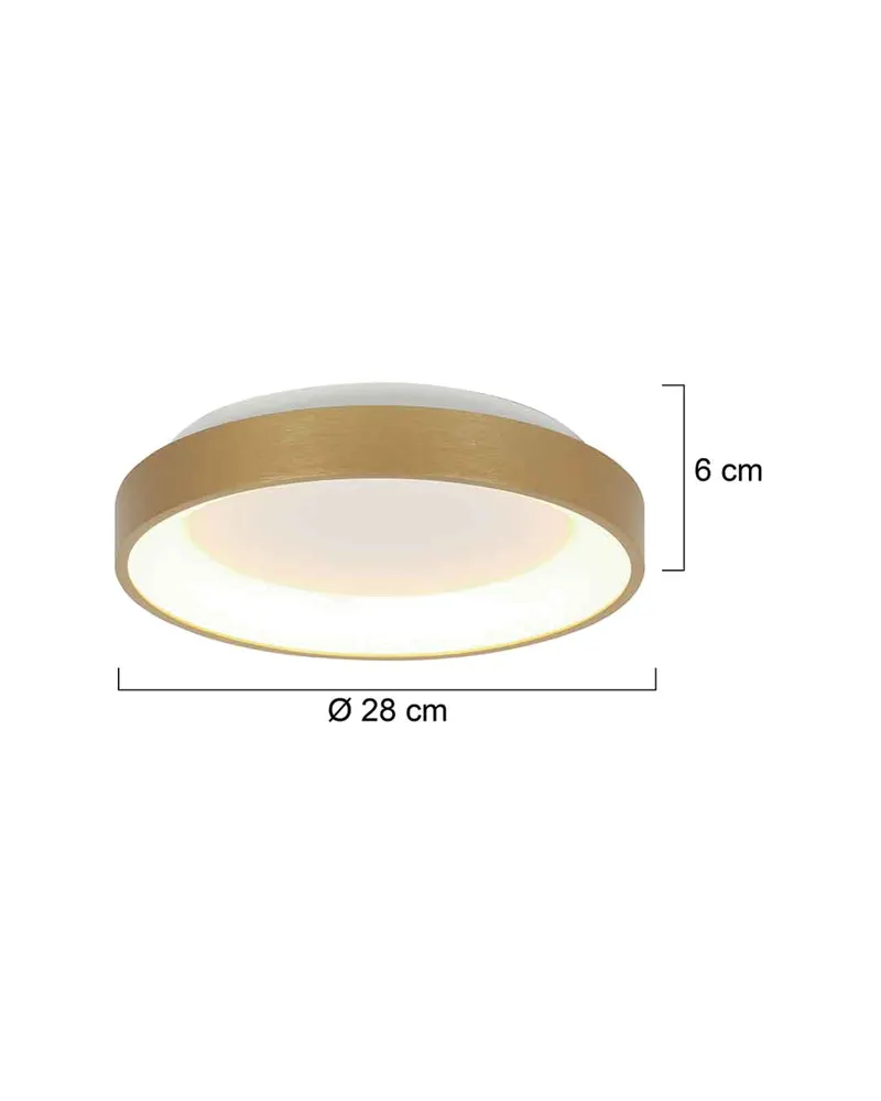 Ringlede kompakte LED-Deckenleuchte in Gold, Ansicht 2