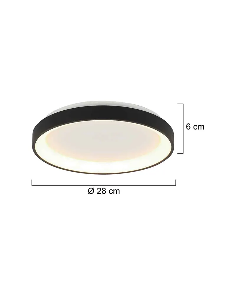 Ringlede kompakte LED-Deckenleuchte in Weiß, Schwarz, Ansicht 3