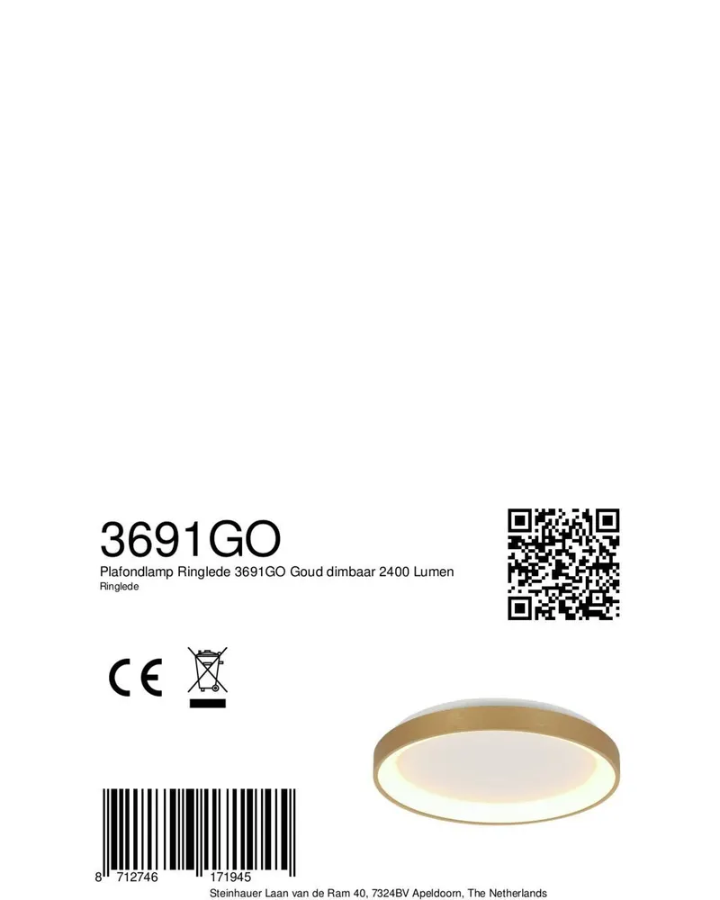 Steinhauer Ringlede LED-Deckenleuchte in Gold, Ansicht 13