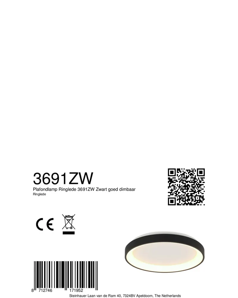 Steinhauer Ringlede LED-Deckenleuchte in Weiß, Schwarz, Ansicht 4