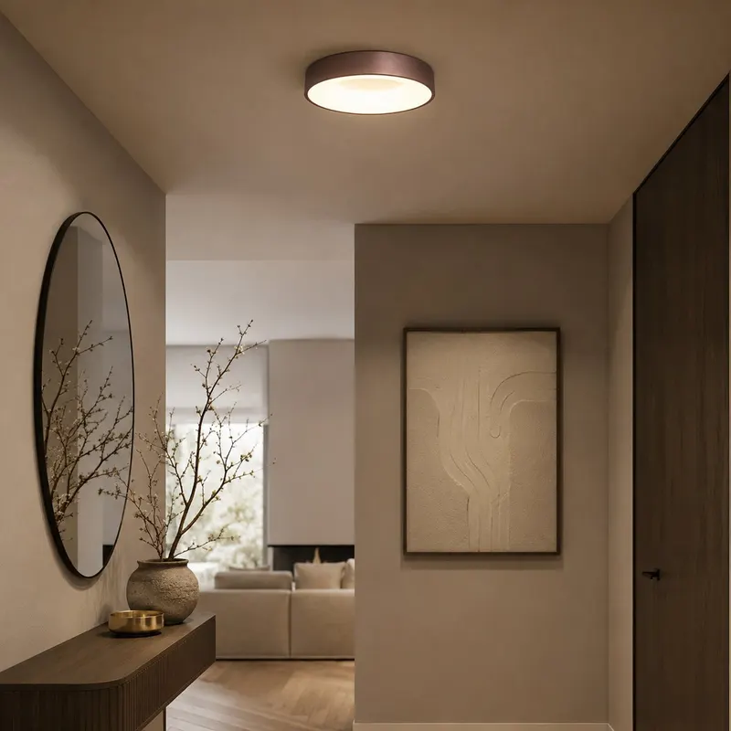 Ringlede LED-Deckenleuchte mit warmweißem Licht in Bronze, Ansicht 17