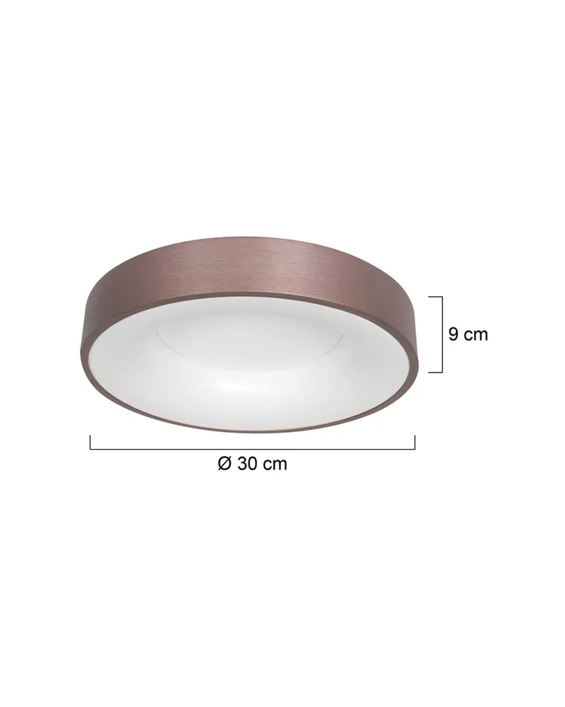 Ringlede LED-Deckenleuchte mit warmweißem Licht in Bronze, Ansicht 2