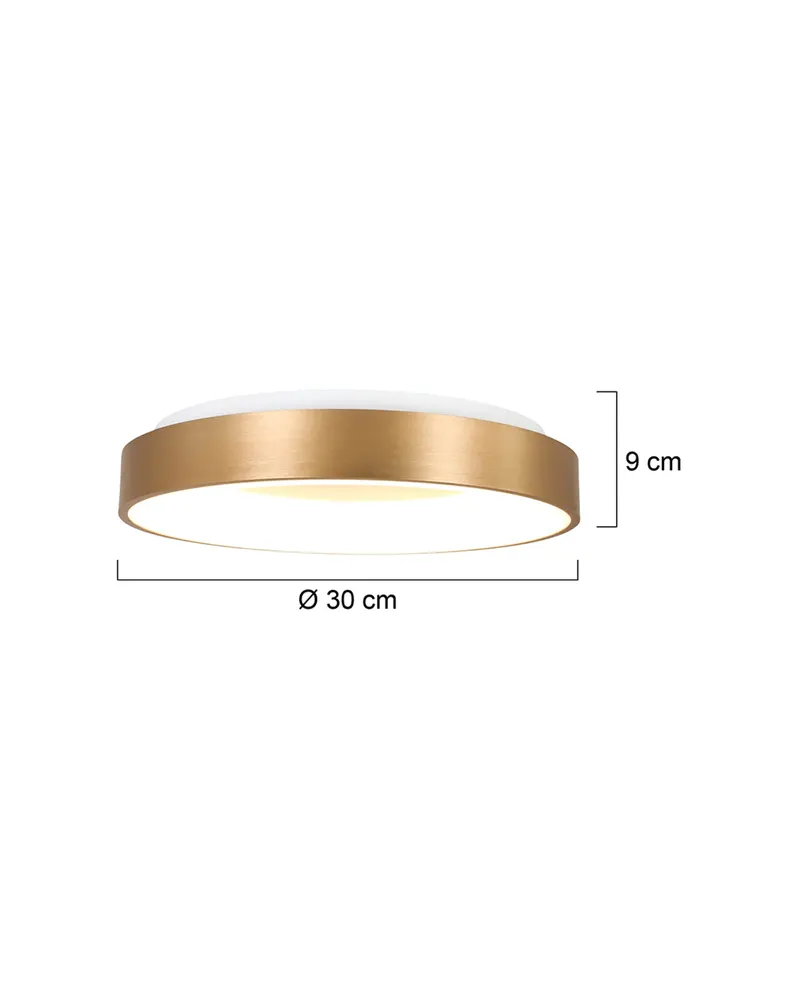 Ringlede LED-Deckenleuchte mit warmweißem Licht in Gold, Ansicht 10