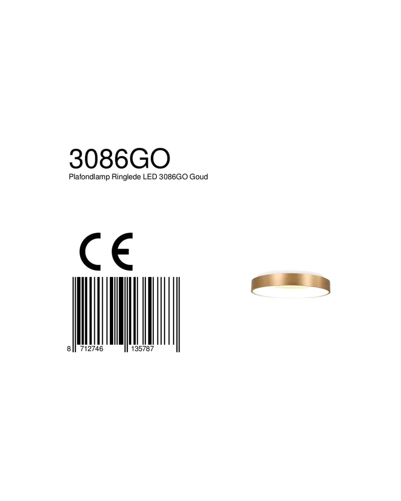 Ringlede LED-Deckenleuchte mit warmweißem Licht in Gold, Ansicht 11