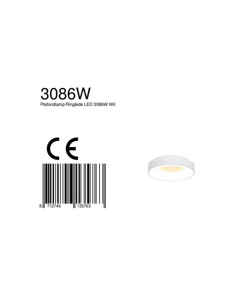 Ringlede LED-Deckenleuchte mit warmweißem Licht in Weiß, Ansicht 14
