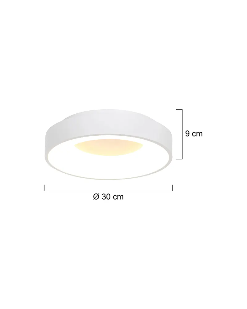 Ringlede LED-Deckenleuchte mit warmweißem Licht in Weiß, Ansicht 3