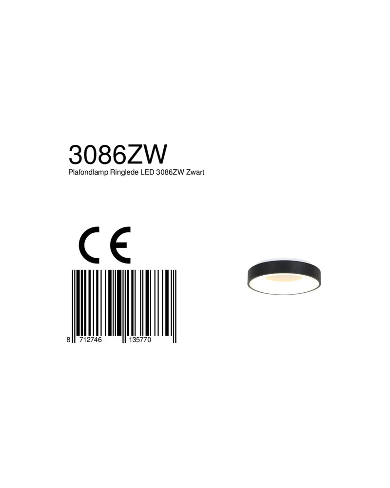 Ringlede LED-Deckenleuchte mit warmweißem Licht in Weiß, Schwarz, Ansicht 16