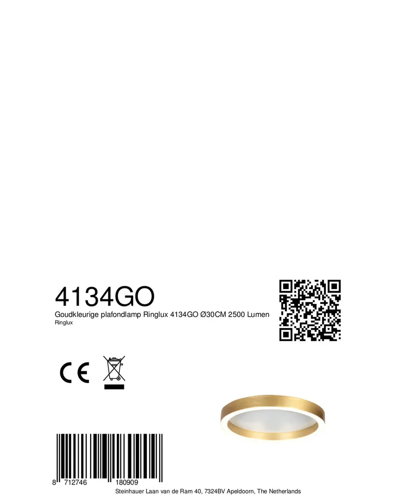 Steinhauer Ringlux Deckenleuchte, Gold, Ø 30 cm in Gold, Ansicht 12