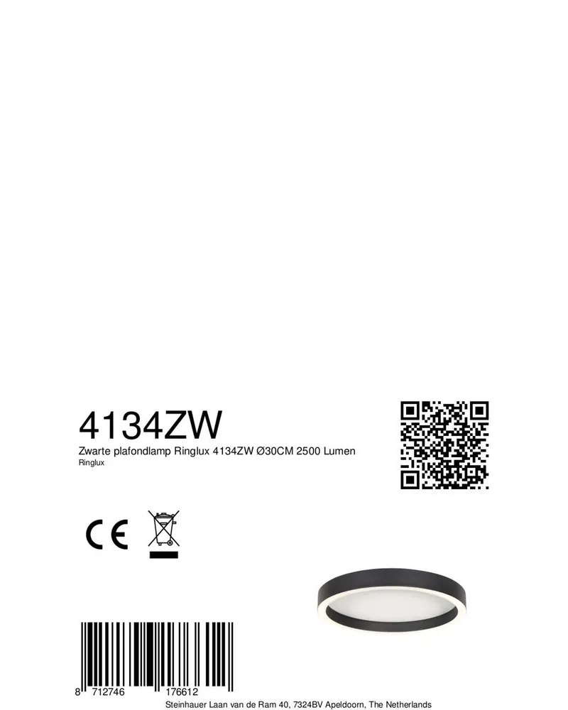 Steinhauer Ringlux Deckenleuchte, Ø 30 cm in Schwarz, Ansicht 18