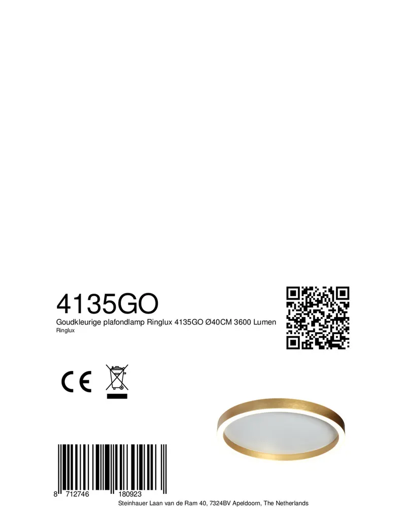 Steinhauer Ringlux Deckenleuchte, Ø 40 cm in Gold, Ansicht 13