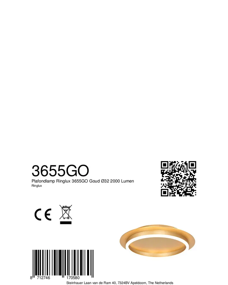 Steinhauer Ringlux Deckenleuchte mit dimmbarem LED-Modul in Gold, Ansicht 11