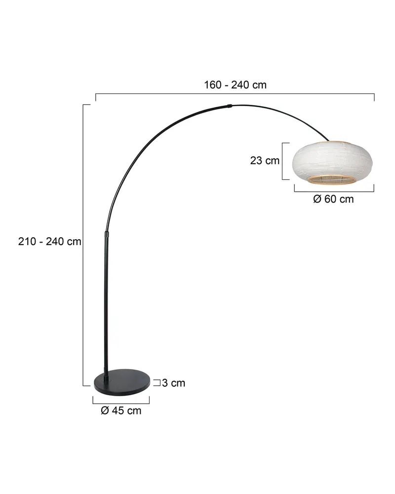 Steinhauer Silva-Alba Bogenlampe in Schwarz und Leinenweiß in Leinenweiß, Ansicht 2