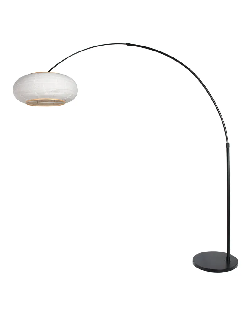 Steinhauer Silva-Alba Bogenlampe in Schwarz und Leinenweiß in Leinenweiß, Ansicht 3