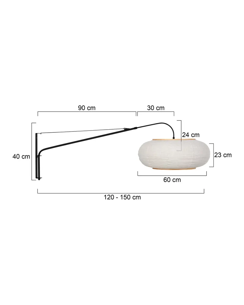 Steinhauer Silva-Alba Wandleuchte mit E27-Fassung in Leinenweiß, Schwarz, Ansicht 2