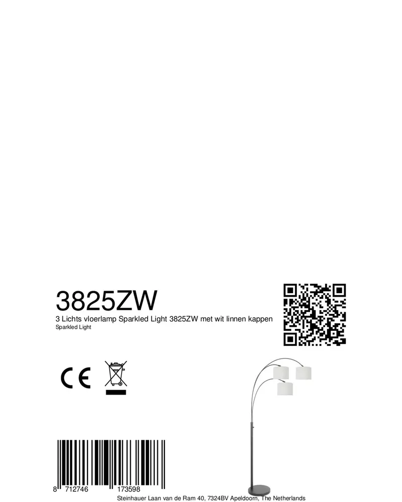 Steinhauer Sparkled Light Stehlampe mit Lesearm, Leinenweiß und Schwarz in Leinenweiß, Ansicht 13