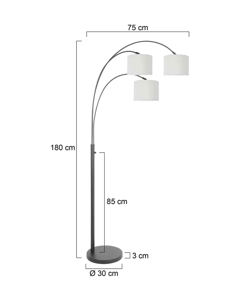 Steinhauer Sparkled Light Stehlampe mit Lesearm, Leinenweiß und Schwarz in Leinenweiß, Ansicht 14