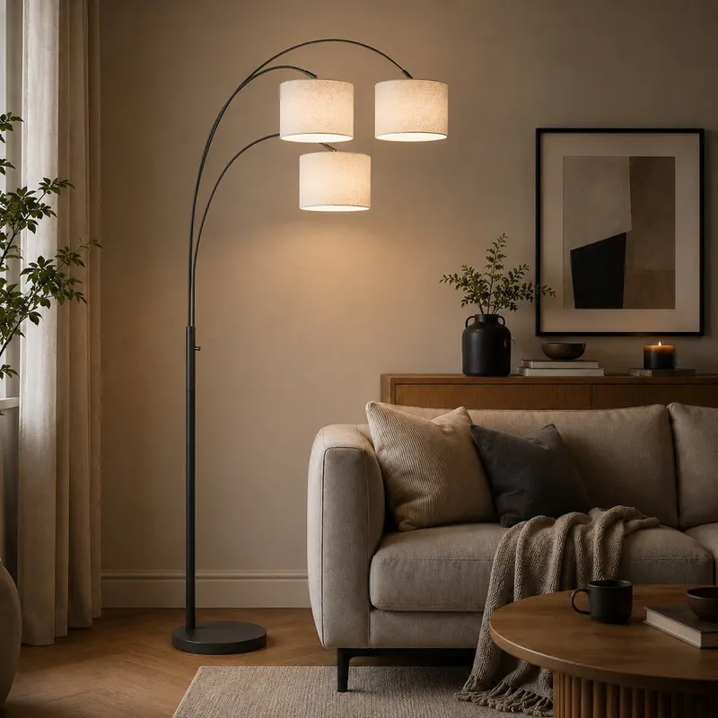 Steinhauer Sparkled Light Stehlampe mit Lesearm, Leinenweiß und Schwarz in Leinenweiß, Ansicht 15