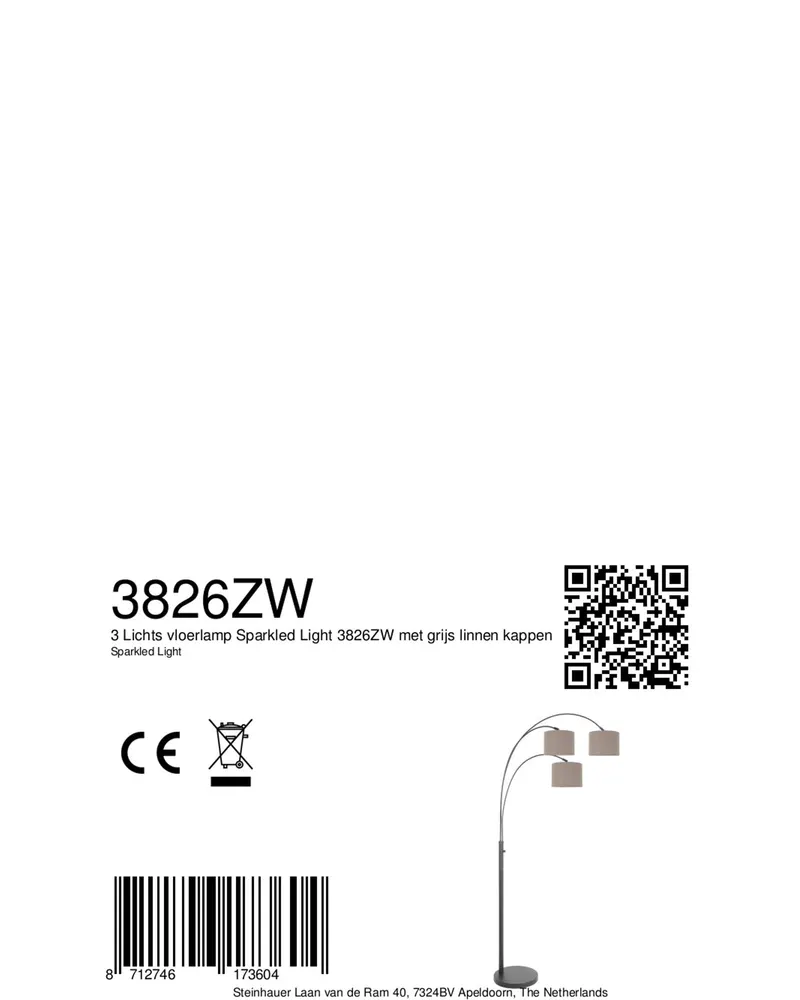 Steinhauer Sparkled Light Stehlampe mit Lesearm in Grau in Grau, Ansicht 10