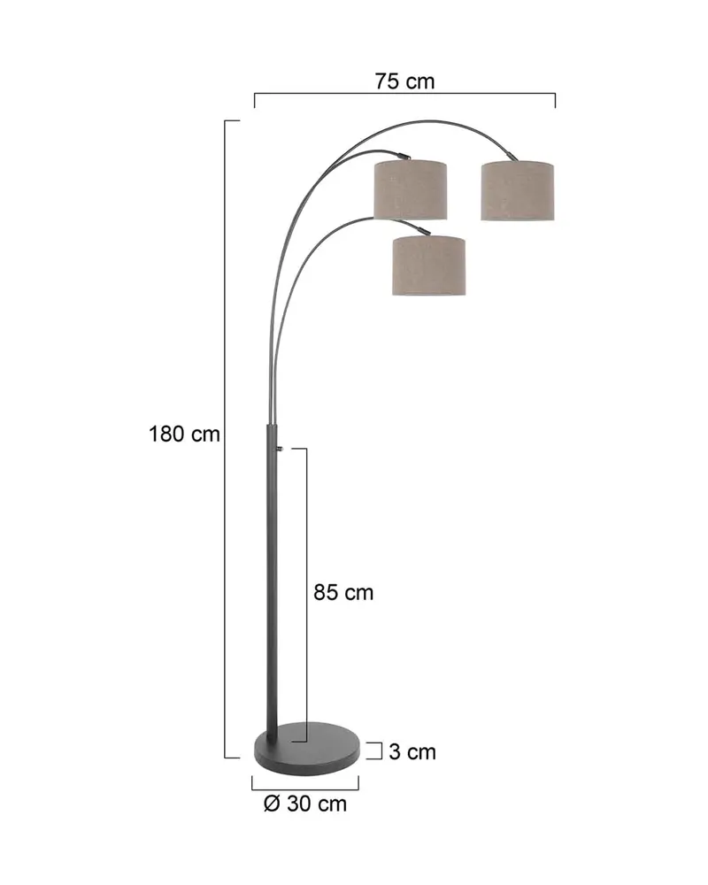 Steinhauer Sparkled Light Stehlampe mit Lesearm in Grau in Grau, Ansicht 2