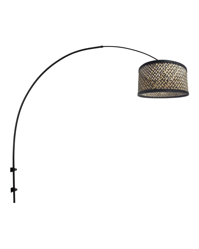 Sparkled Light Wandleuchte aus Bambus und Metall mit verstellbarem Arm in Naturfarben, Schwarz, Ansicht 1