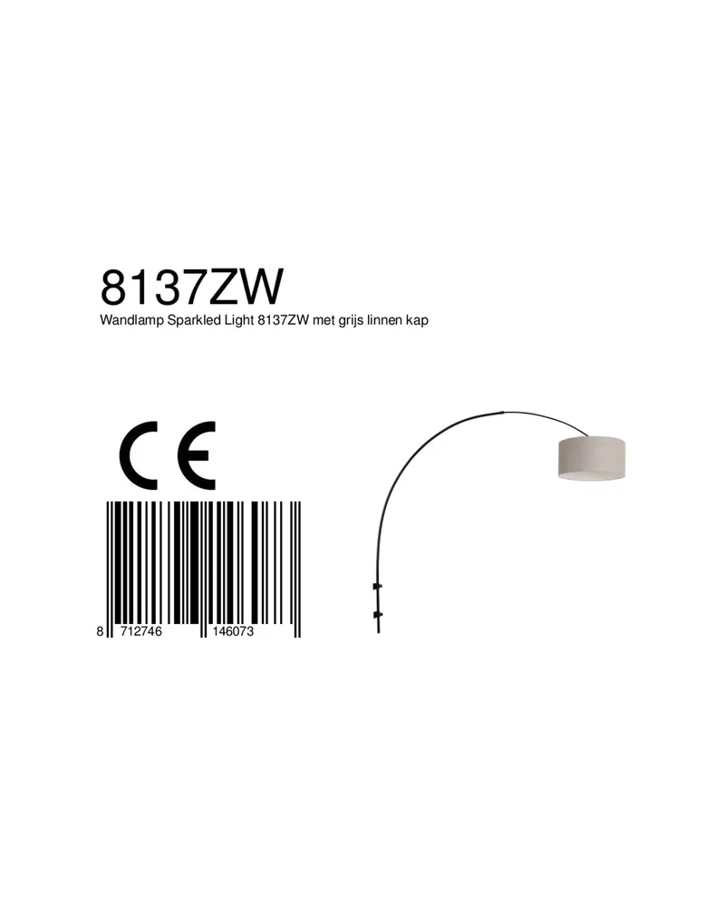 Sparkled Light Wandleuchte mit verstellbarem Arm, Grau und Schwarz in Grau, Ansicht 16