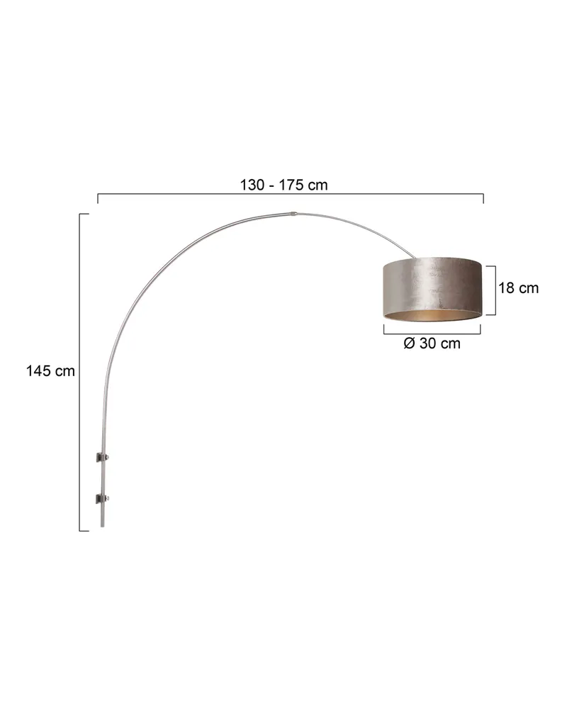 Sparkled Light Wandleuchte mit verstellbarem Arm in Grau, Stahl, Ansicht 2