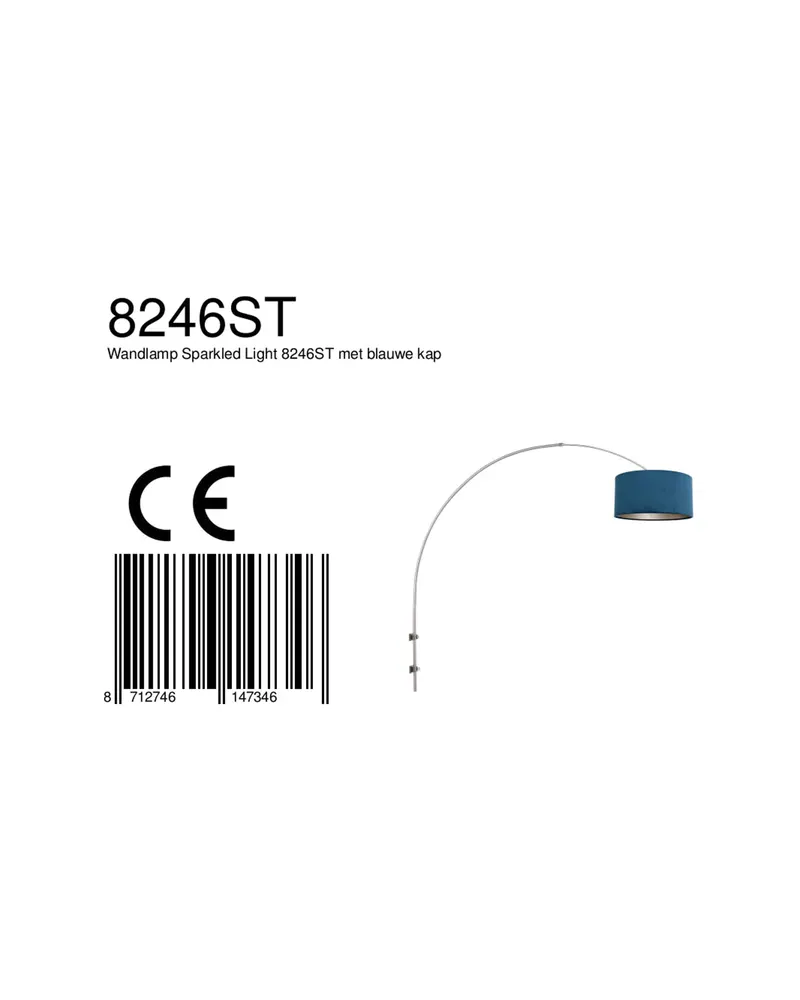 Sparkled Light Wandleuchte mit verstellbarem Arm in Blau, Stahl, Ansicht 15