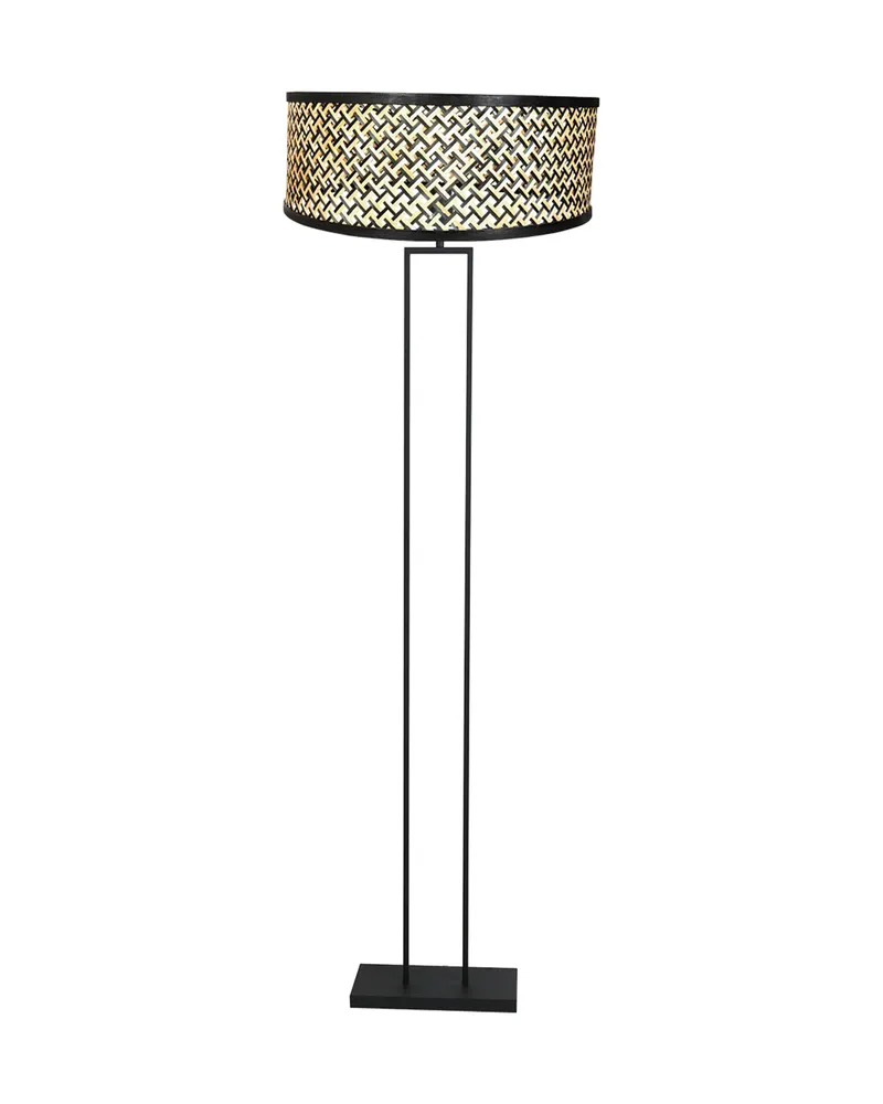 Stang Stehlampe aus Bambus und Metall, Schwarz