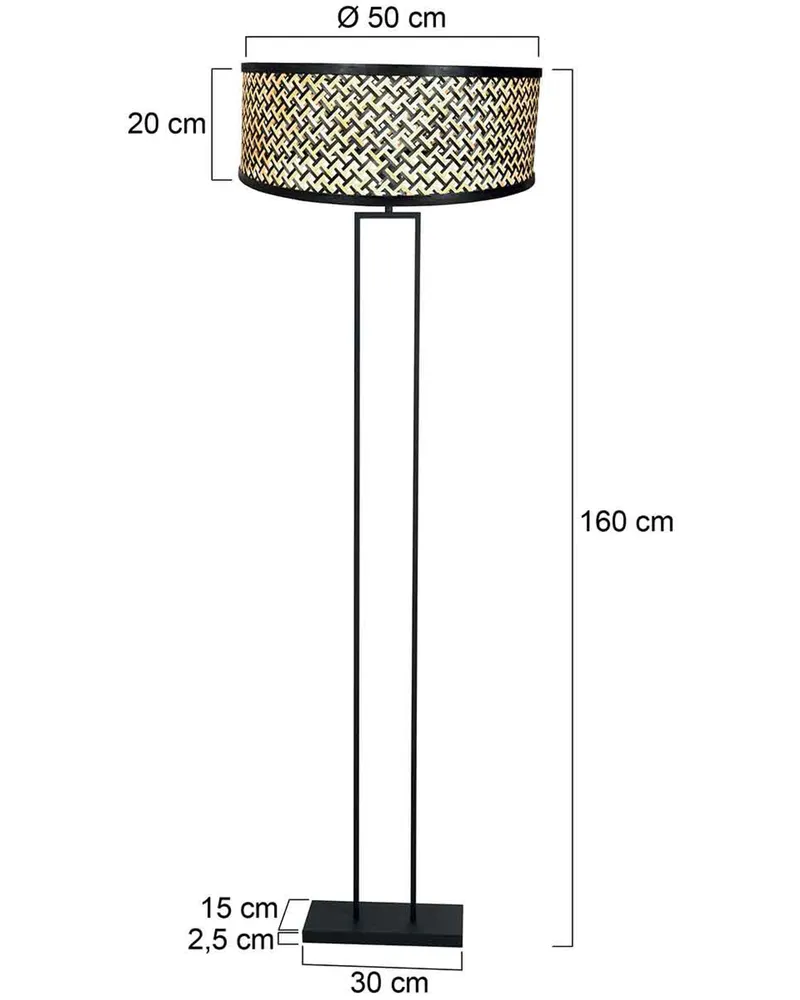 Steinhauer Stang Stehlampe aus Bambus und Metall, Schwarz in Schwarz, Ansicht 12